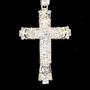 Unisex Large Cross Pendant 14k Gold Plated